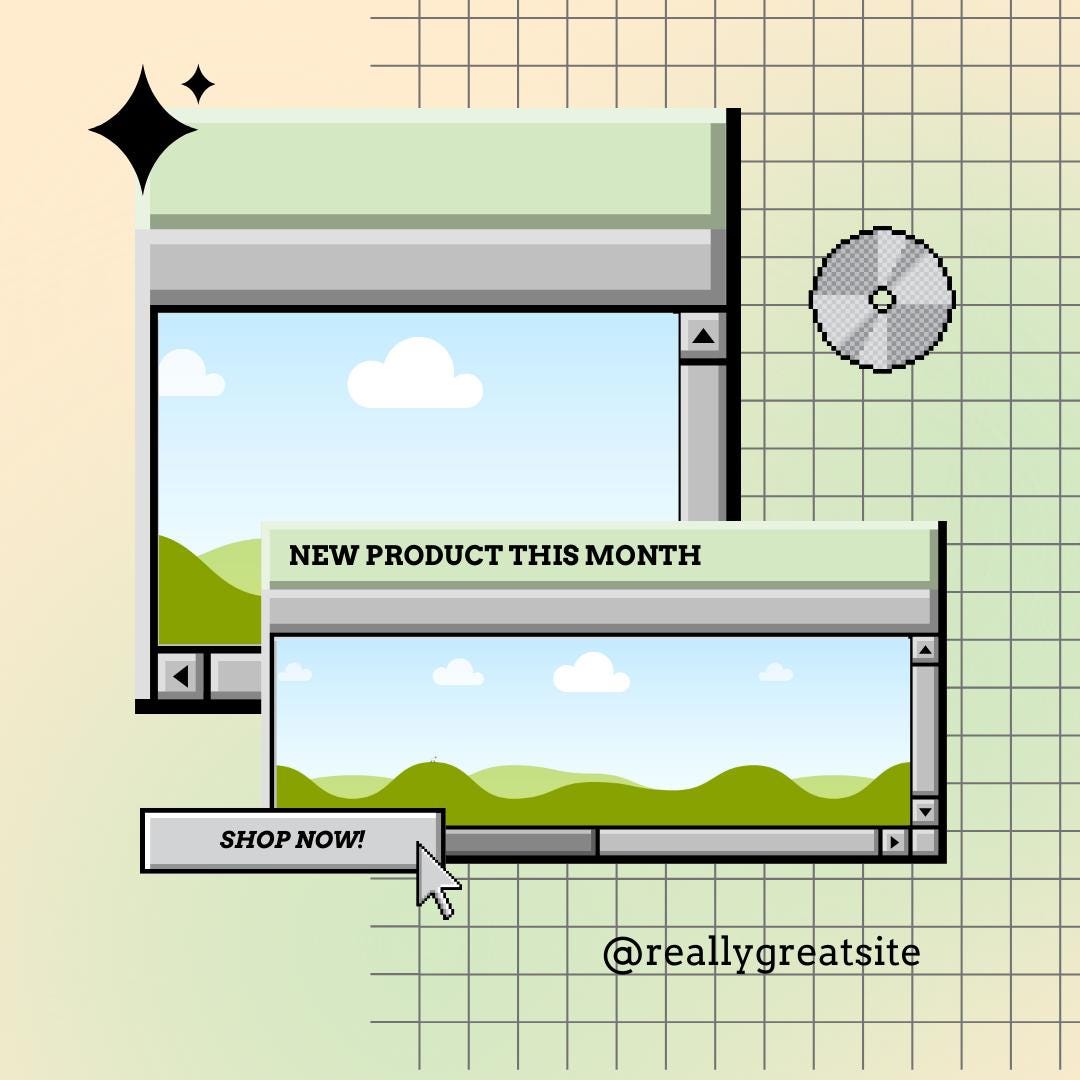 9 Retro Pixel Social Media Templates | Social Media Planner and Analytics Guide | Vintage Internet and 90s Computer Graphics - Social Canvas