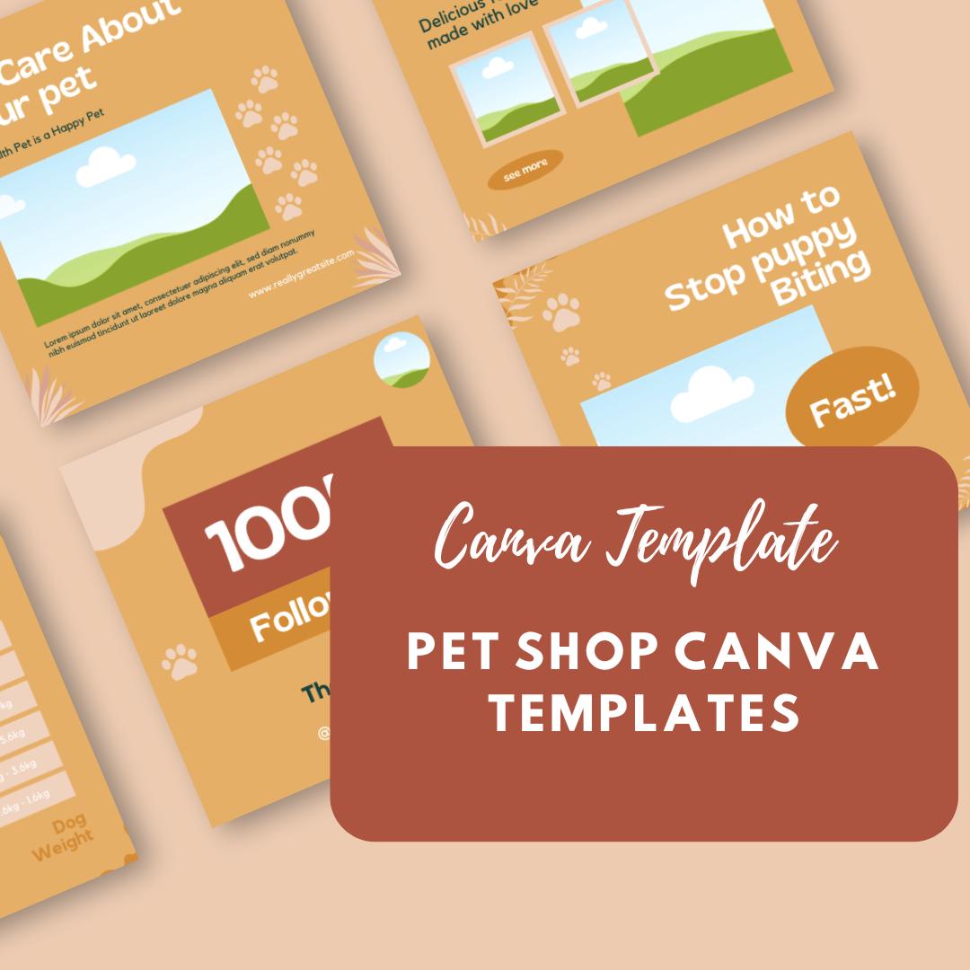 Pet Shop Canva Templates | Social Media Marketing Kit for Pet Stores and Animal Services | Pet Care and Promotion Posts | Digital Download - Social Canvas