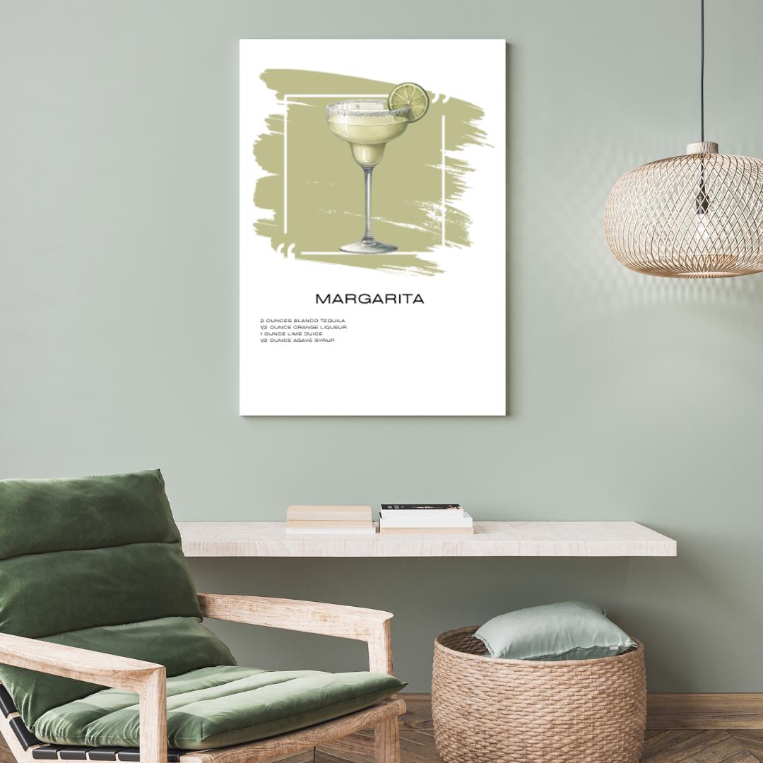 Margarita Recipe Art Print - Classic Cocktail Wall Decor for Home Bars - Social Canvas