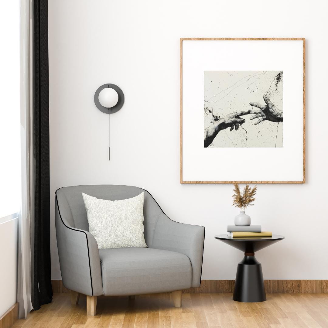 Dynamic Abstract Hand Art Print | Black and White Splatter Painting | Modern Expressionist Wall Art for Home or Office - Social Canvas