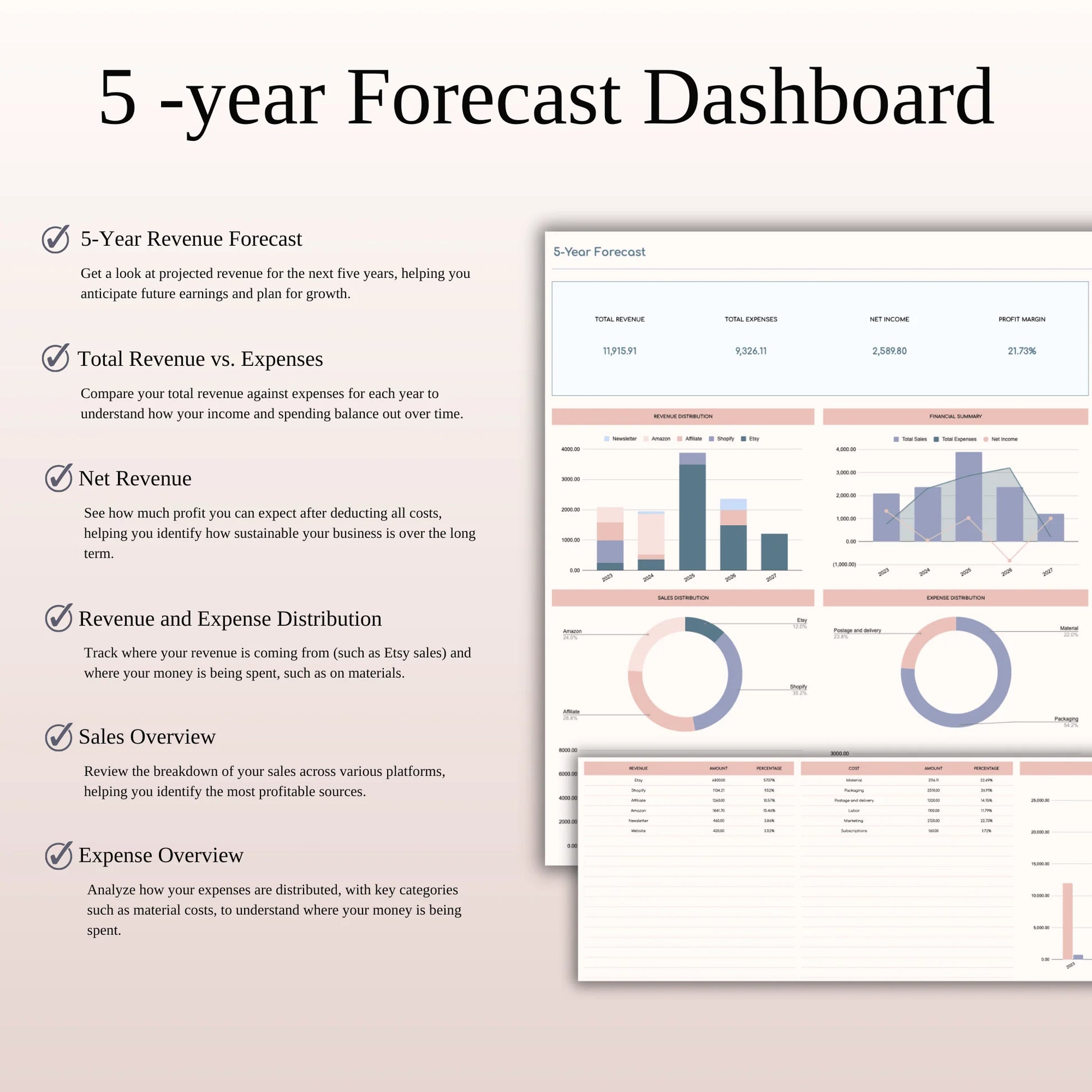 Small Business Bookkeeping Spreadsheet – Excel Template for Income & Expense Tracking (MRR) - Social Canvas