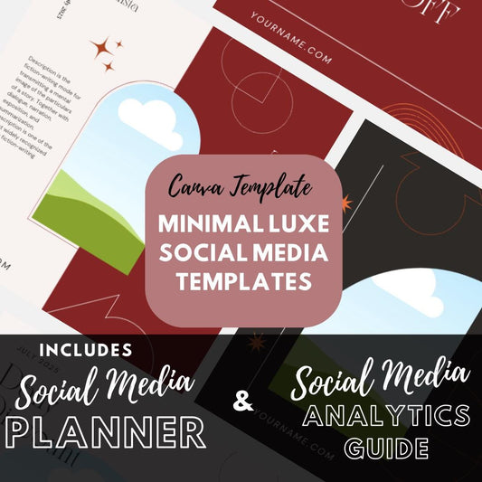11 Minimal Luxe Social Media Templates | Social Media Planner and Analytics Guide | Instagram, Pinterest and Branding Aesthetic - Social Canvas