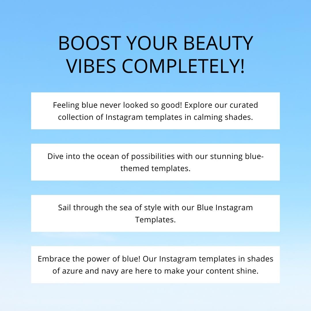 100 Blue Instagram Post Templates Canva | Aesthetic IG Post Templates | Editable & Customizable | Social Media Planner, Analytics Guide - Social Canvas