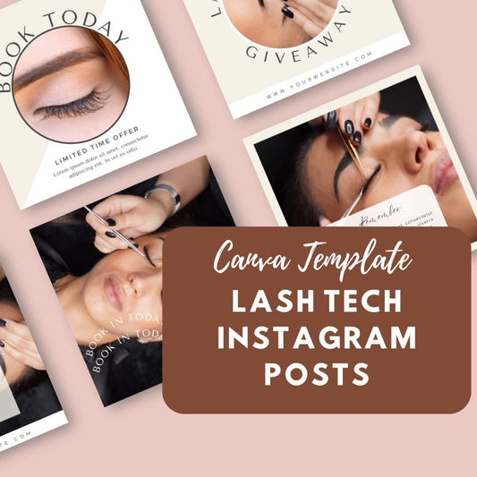 Lash Tech Social Media Canva Templates | Beauty Salon & Eyelash Extension Marketing Kit for Instagram and Pinterest - Social Canvas