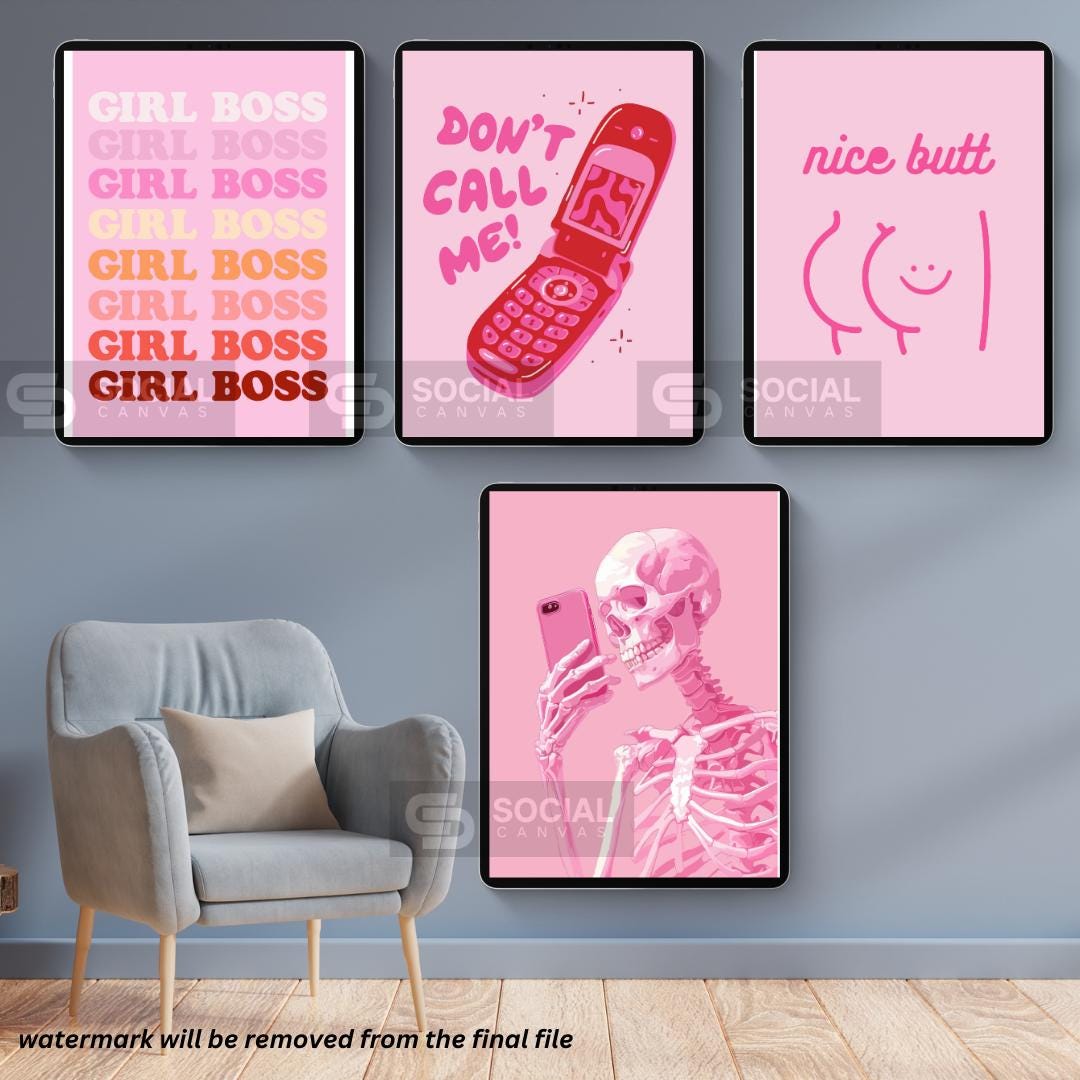 Abstract Line Art 'You Are Art' Poster - Modern Pop Art Print with Red Lips | 600 Pop Art Prints Bundle - Social Canvas