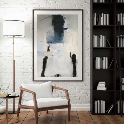 Abstract Figurative Blue and White Painting | Modern Minimalist Artwork | Emotional Expressionist Wall Art for Contemporary Interiors - Social Canvas