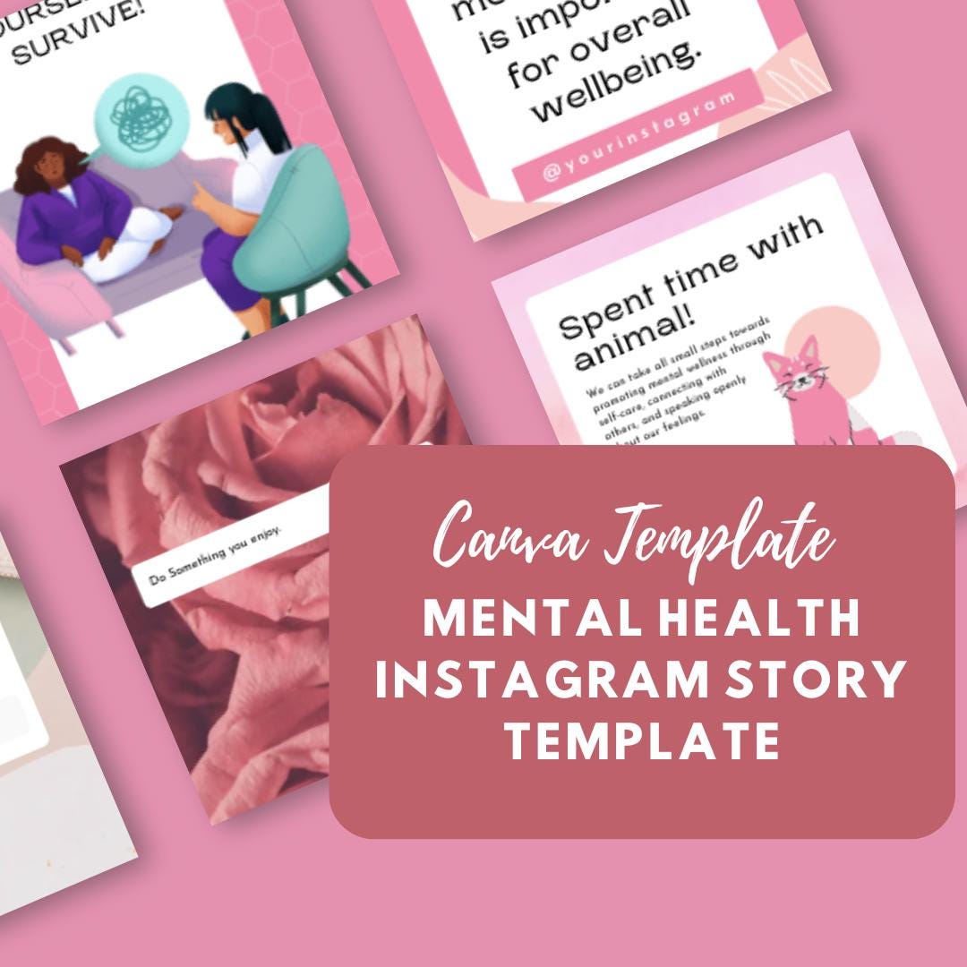 Mental Health Instagram Story Templates Canva | Self-Care and Wellness Social Media Kit | Inspirational and Mindfulness Posts - Social Canvas