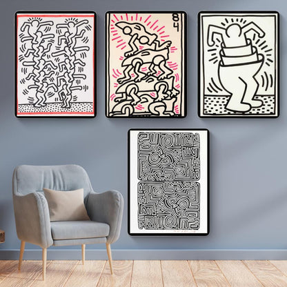 Keith Haring’s Iconic Inspired Print Collection (100 Unique Designs) - Retro Modern Wall Art - Social Canvas