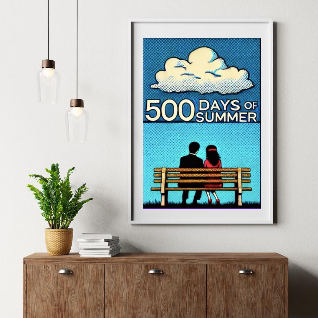 500 Days of Summer Style Pop Art Poster - Romantic Movie Wall Decor - Social Canvas