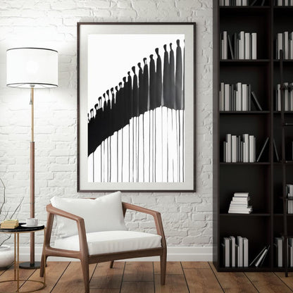 Abstract Drip Silhouette Art | Black and White Minimalist Ink Illustration | Modern Figurative Wall Decor for Stylish Interiors - Social Canvas