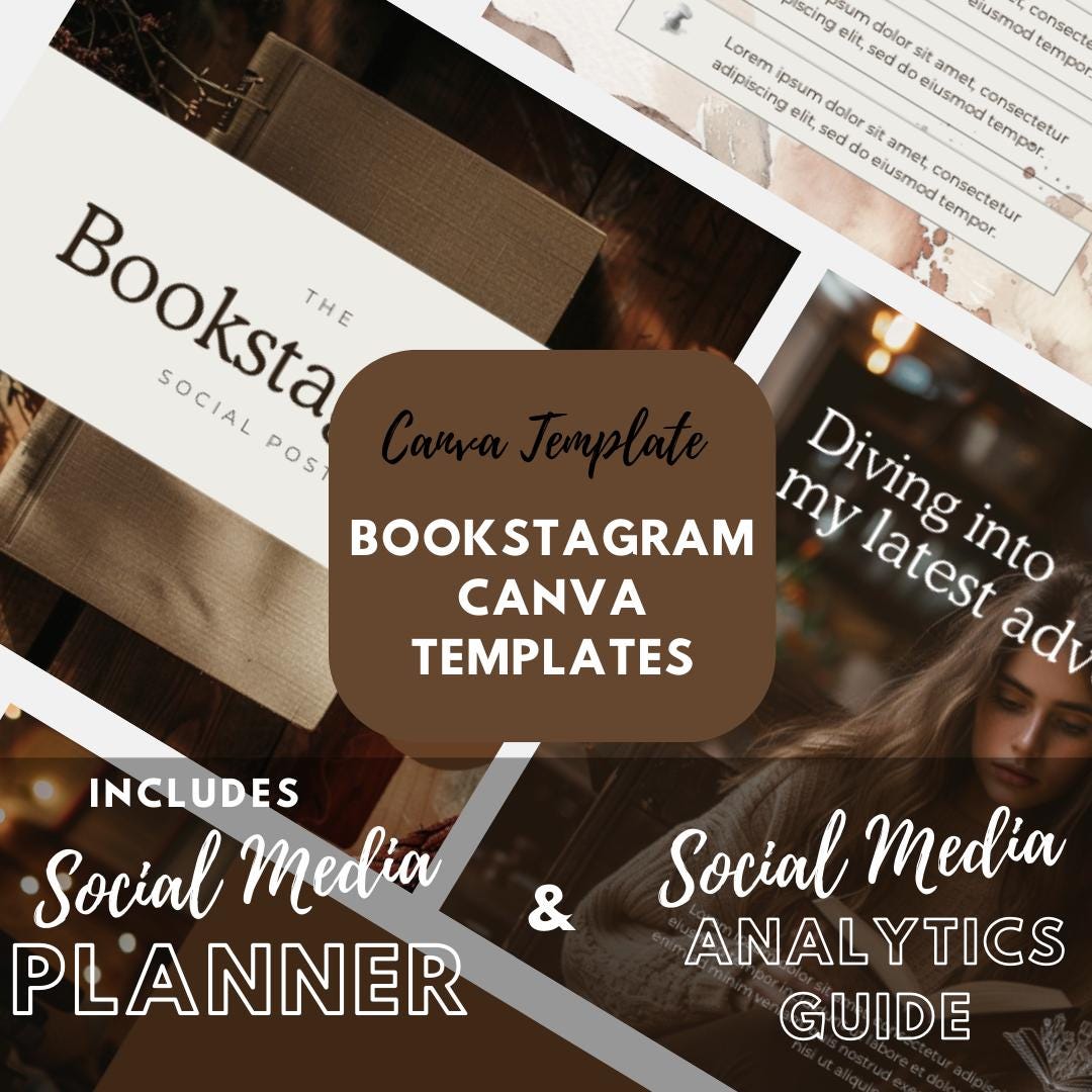 Bookstagram Canva Templates | Social Media Planner and Analytics Guide|  Aesthetic Instagram Posts for Book Lovers & Reviewers - Social Canvas