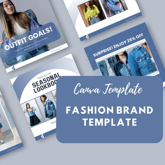 20 Fashion Brand Social Media Templates | Editable Canva Templates | Instagram and Facebook Marketing for Clothing & Apparel - Social Canvas