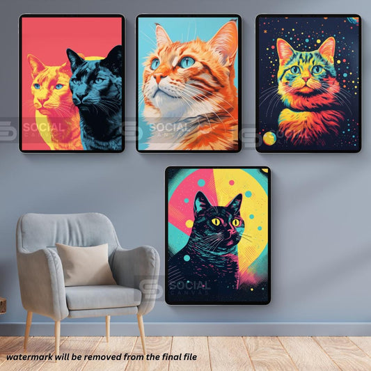 Elegant Flamingo Tropical Art Print - Vibrant Wildlife Poster with Palm Trees - 200 Mega Bundle - Printable Wall Art - Social Canvas