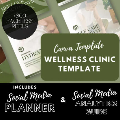30 Wellness Clinic Social Media Templates | Holistic Health, Spa & Self-Care | Social Media Planner, Analytics Guide | 800 Faceless Videos - Social Canvas