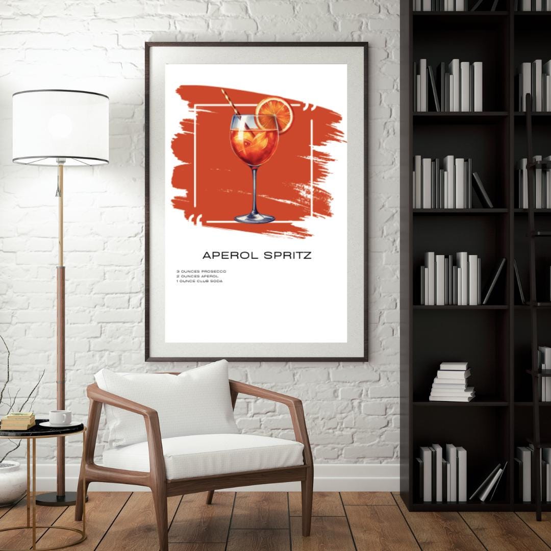 Aperol Spritz Recipe Art Print - Vibrant Cocktail Decor for Home Bars - Social Canvas