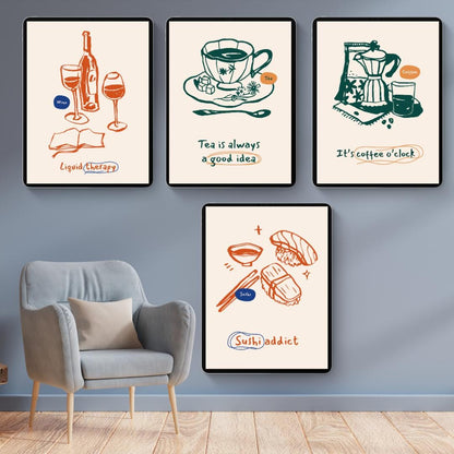 100 Food-Themed Art Prints | Printable Kitchen Wall Art | Retro, Aesthetic & Modern Food Illustrations | Instant Download - Social Canvas