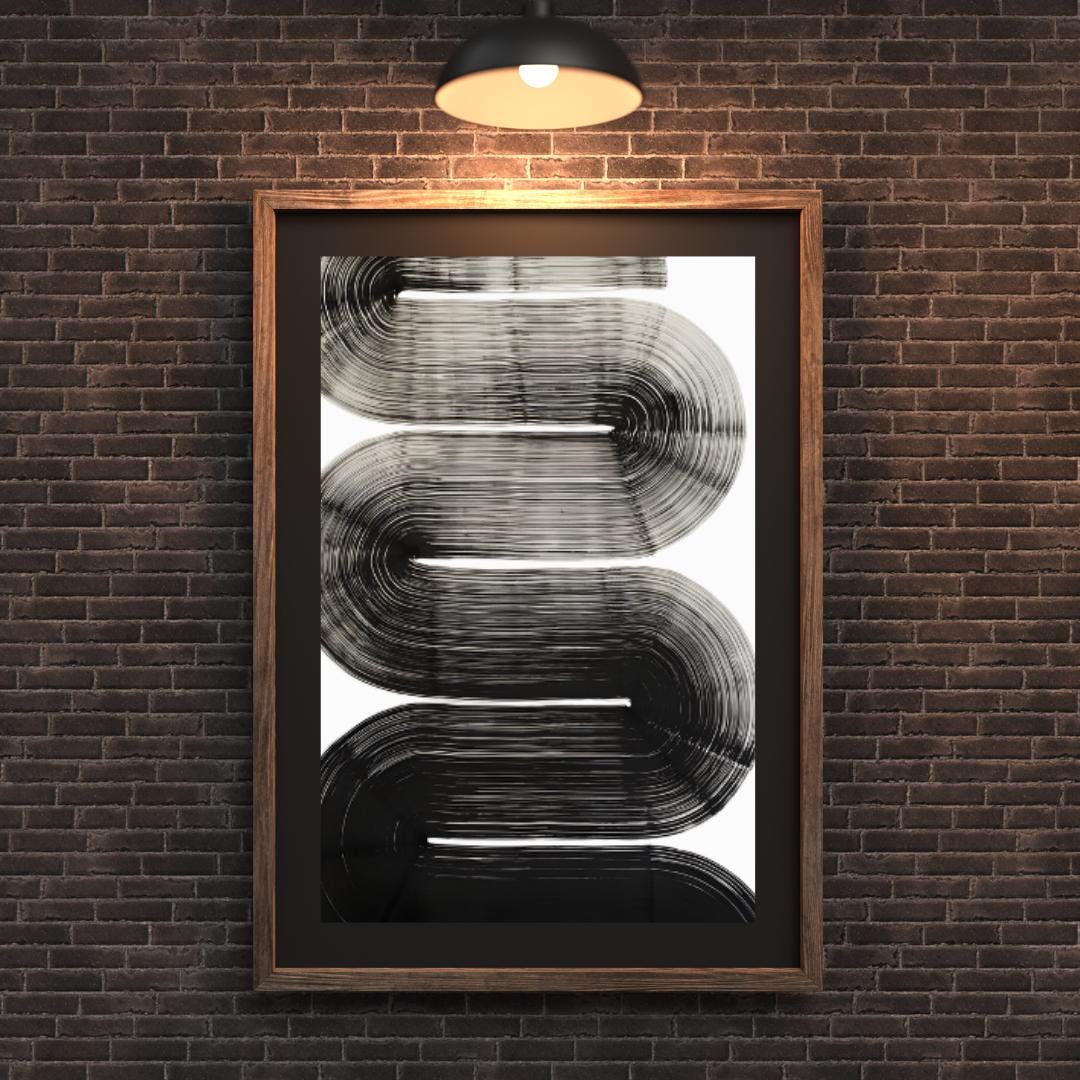 Modern Black and White Abstract Line Art | Minimalist Curved Design Wall Print | Contemporary Monochrome Artwork for Home Decor - Social Canvas