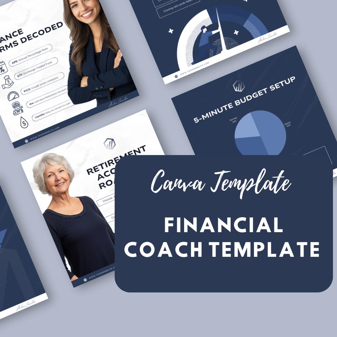 30 Financial Coach Social Media Templates | Editable Canva Templates | Personal Finance, Budgeting & Investing Posts | Instant Download - Social Canvas
