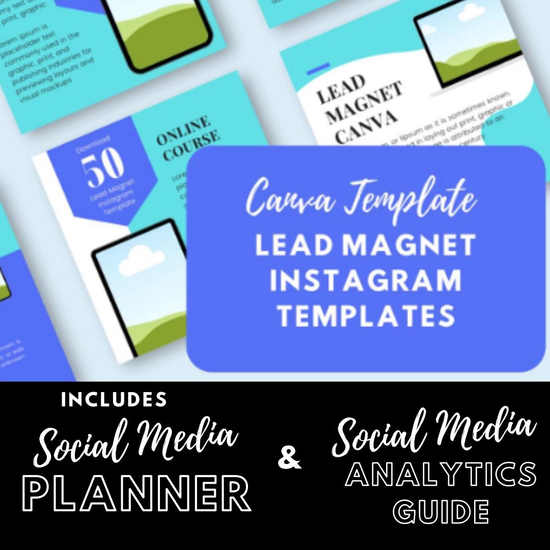 Lead Magnet Instagram Templates Canva | Online Course & Freebie Promotion | Social Media Planner, Analytics Guide - Social Canvas