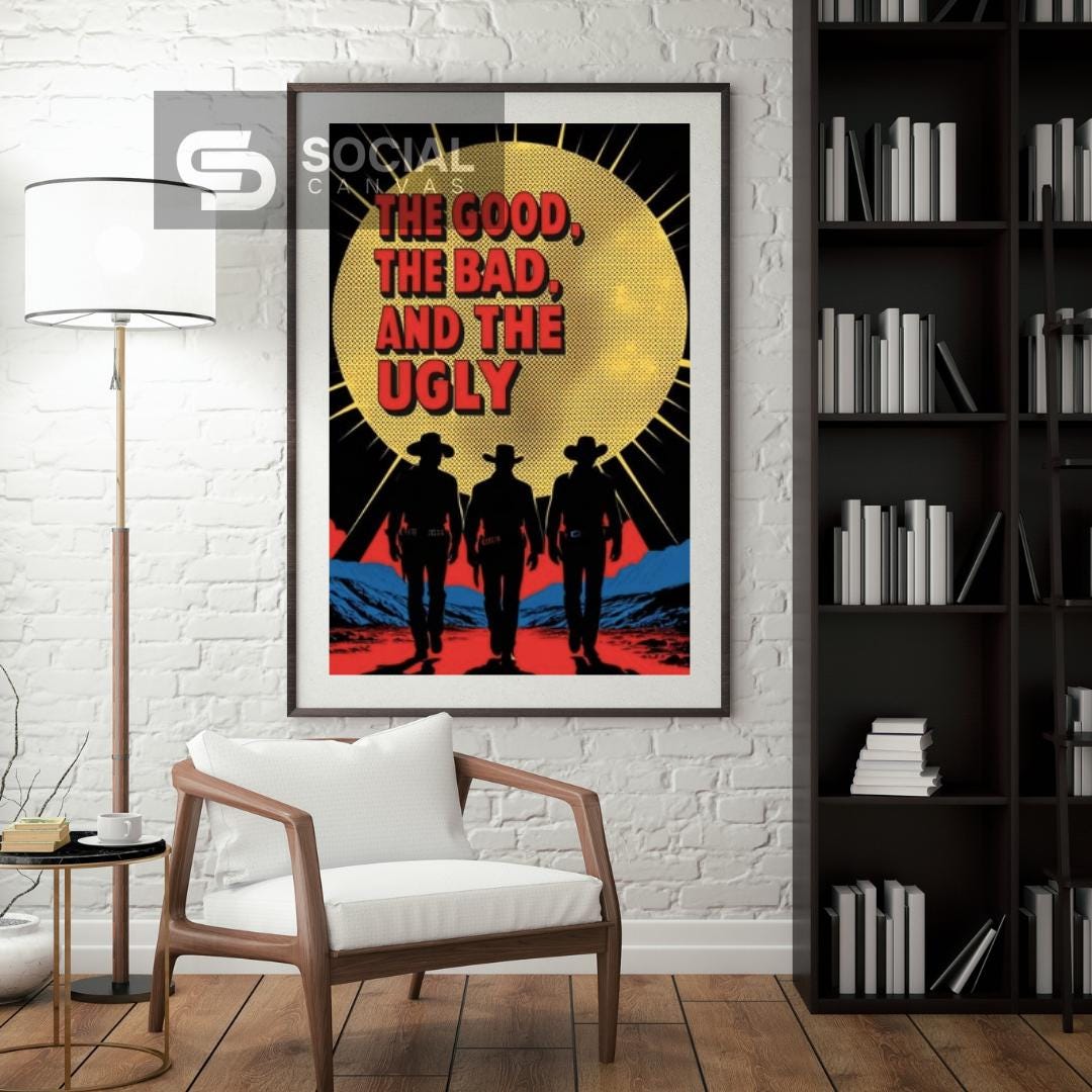 The Good, The Bad, and The Ugly Pop Art Poster - Classic Western Movie Wall Art Decor - Social Canvas