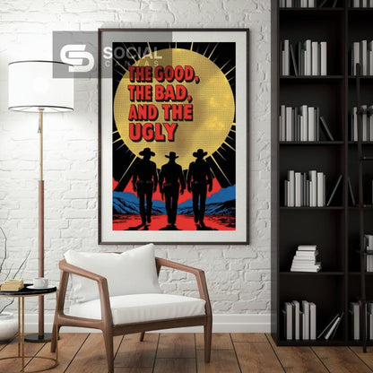 The Good, The Bad, and The Ugly Pop Art Poster - Classic Western Movie Wall Art Decor - Social Canvas