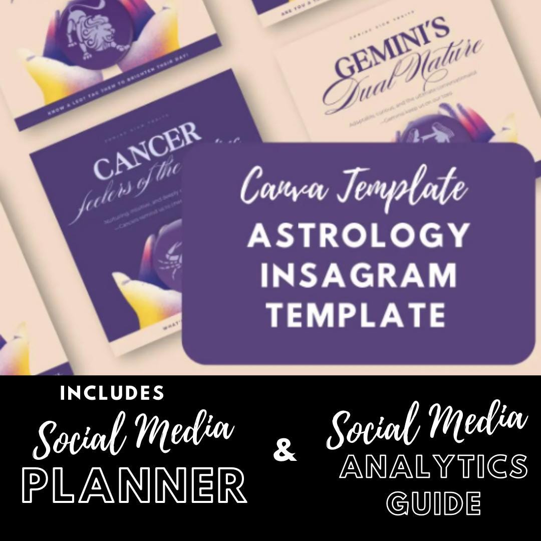 30 Astrology Instagram Templates | Zodiac Signs, Horoscope & Aesthetic Astrology | Social Media Planner, Analytics Guide - Social Canvas