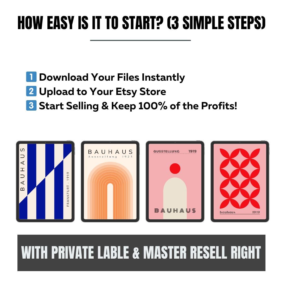 50 Bauhaus Exhibition Posters | Resellable Digital Art Bundle + Canva Guide +  Product Listing Templates | MRR Digital Download - Social Canvas