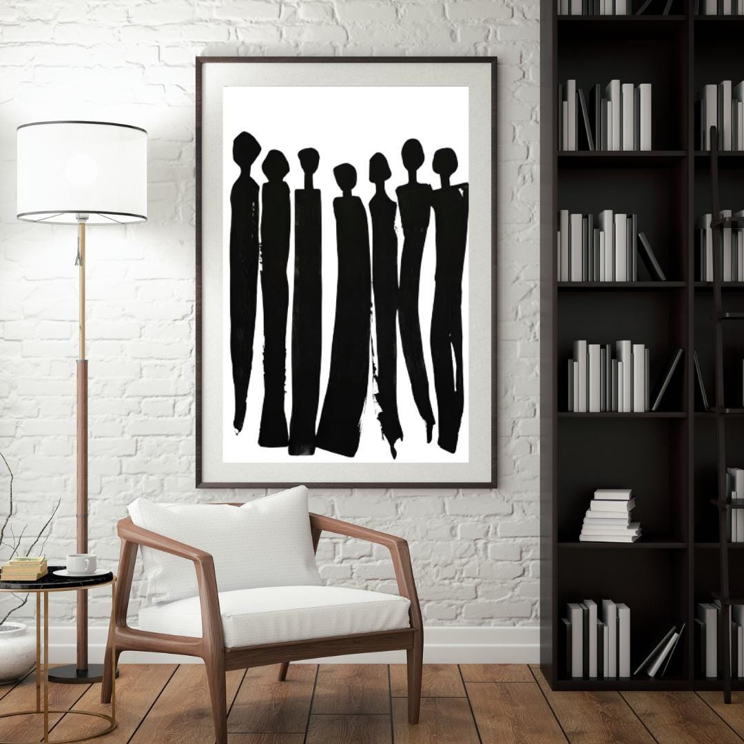 Minimalist Black Silhouette Art Print | Abstract Figurative Wall Art | Contemporary Modern Home Decor - Social Canvas