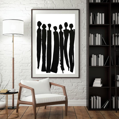 Minimalist Black Silhouette Art Print | Abstract Figurative Wall Art | Contemporary Modern Home Decor - Social Canvas