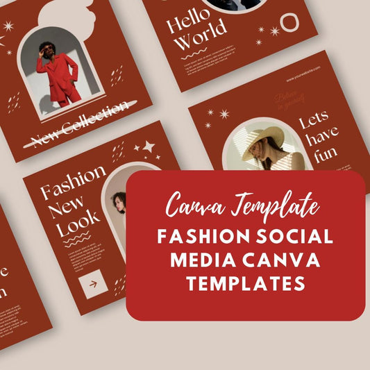 60 Fashion Social Media Canva Templates | Instagram and Pinterest Branding Kit | Clothing Brand and Boutique Marketing | Digital Download - Social Canvas