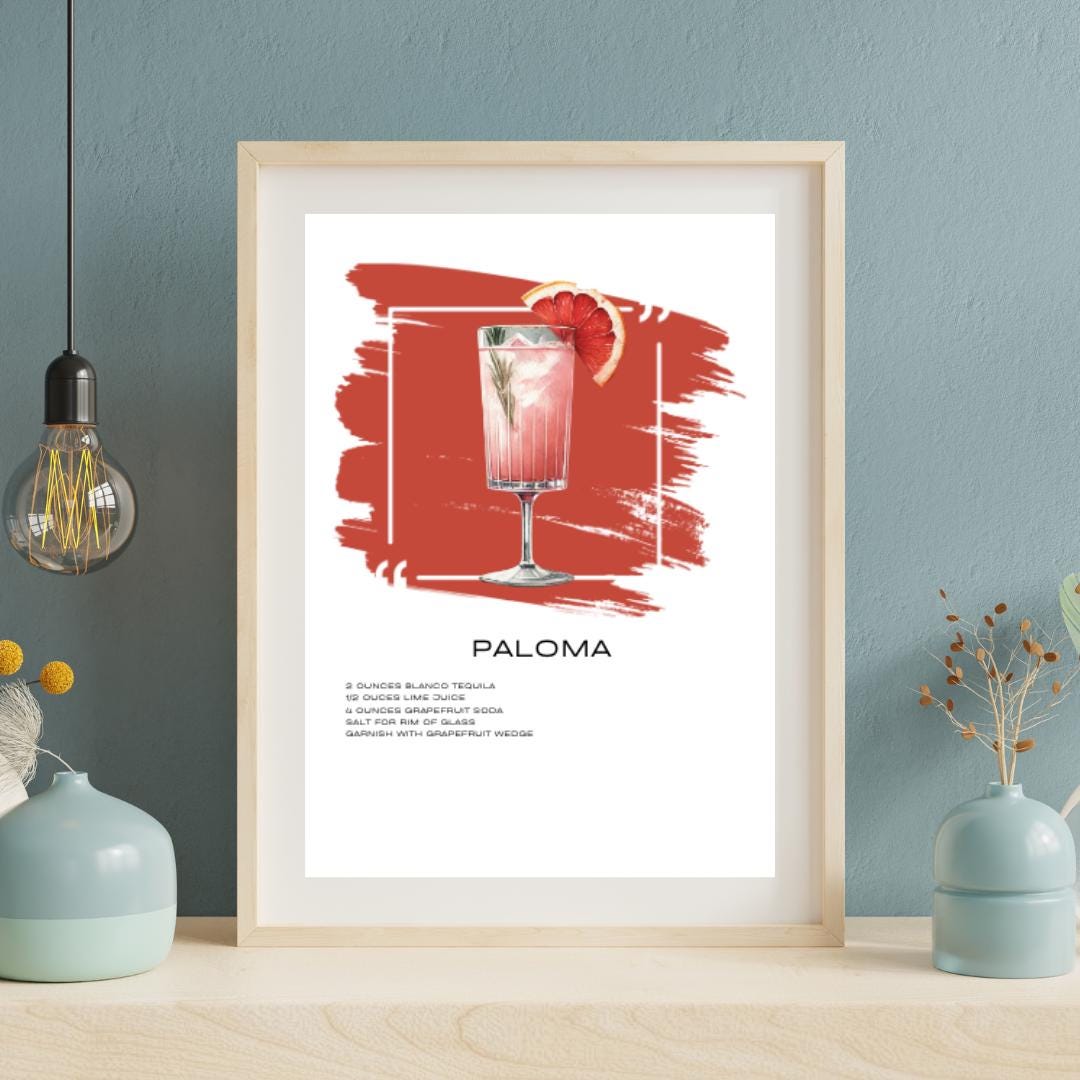 Paloma Recipe Art Print - Refreshing Tequila Cocktail Wall Decor - Social Canvas