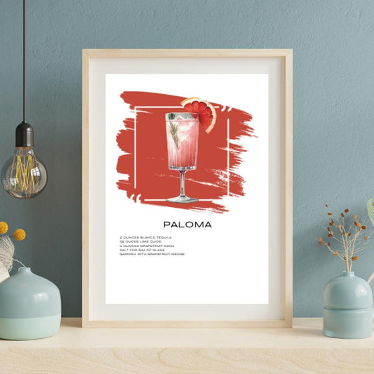 Paloma Recipe Art Print - Refreshing Tequila Cocktail Wall Decor - Social Canvas