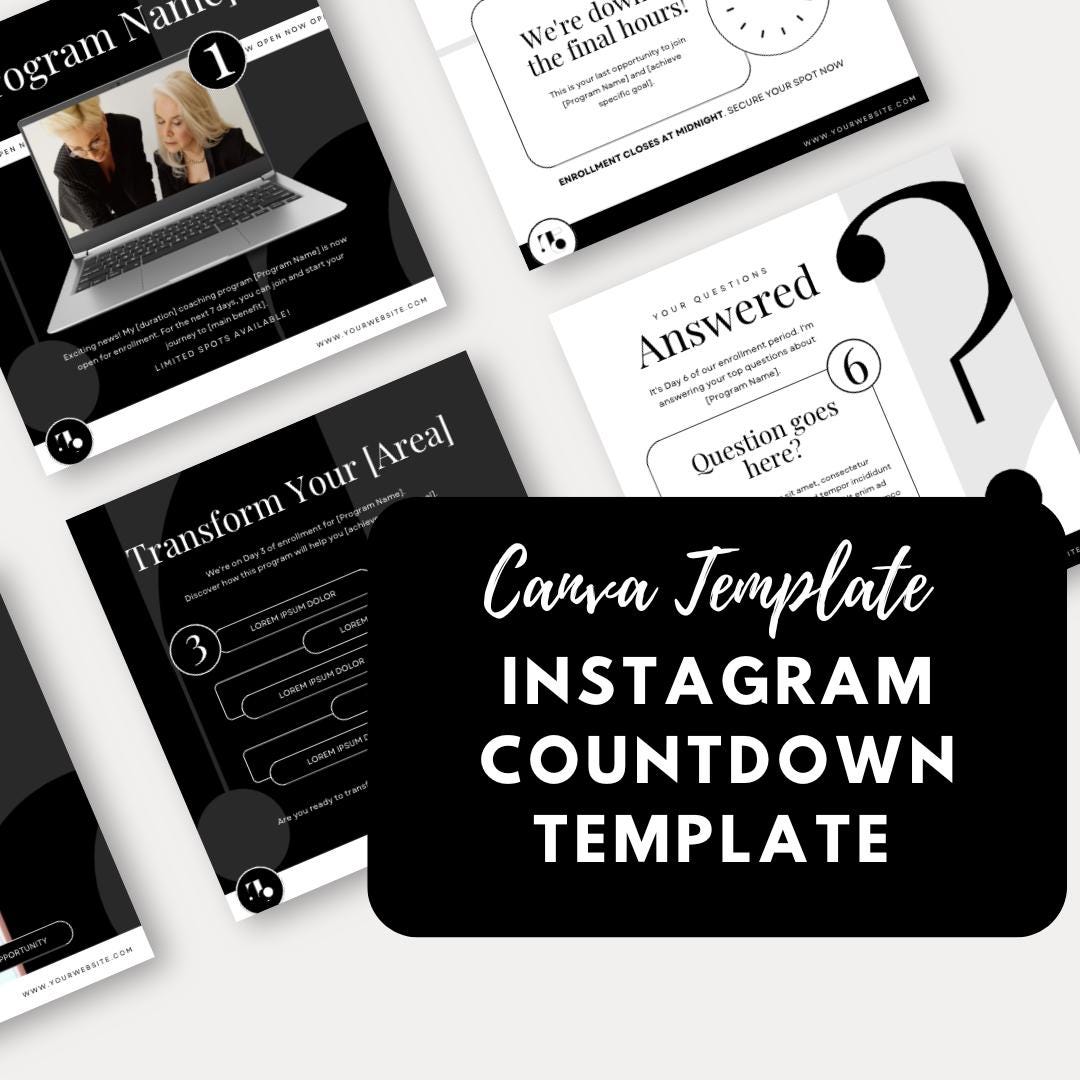 9 Instagram Countdown Templates | Editable Canva Templates | Social Media Launch, Webinar & Program Promotion | Instant Download - Social Canvas