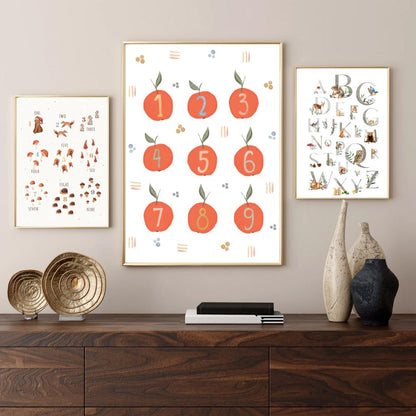Set of 5 Kids Alphabet and Numbers Posters - Educational Wall Art for Learning - Social Canvas