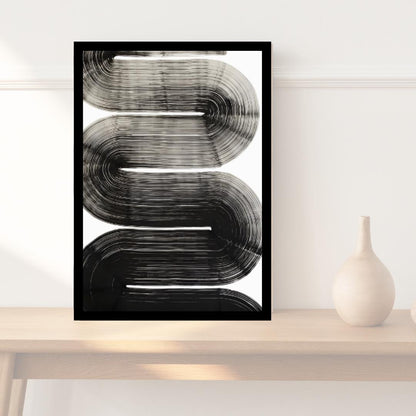 Modern Black and White Abstract Line Art | Minimalist Curved Design Wall Print | Contemporary Monochrome Artwork for Home Decor - Social Canvas