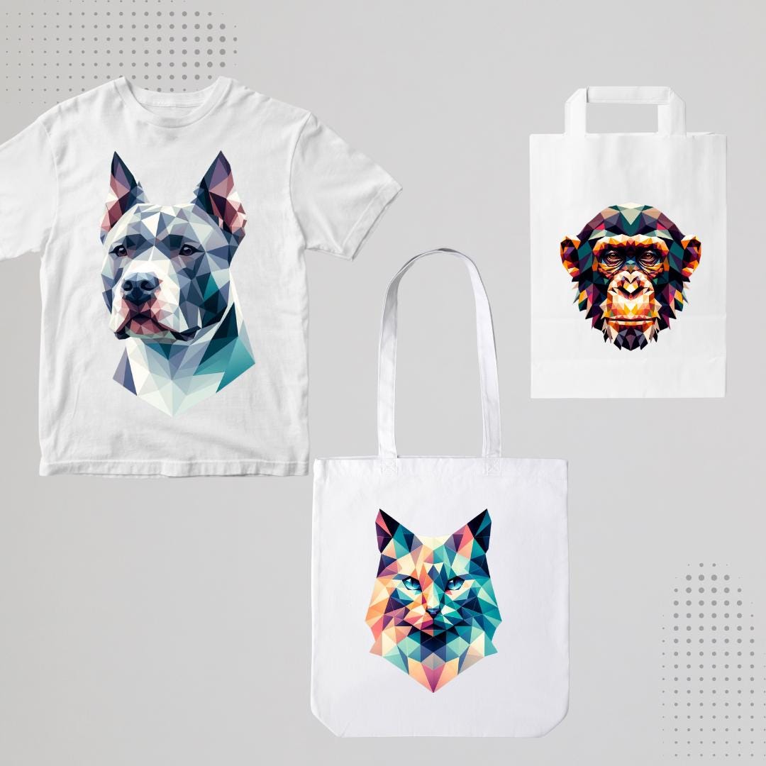 Animal Geometric PNG Digital Downloads for Print on Demand - Social Canvas