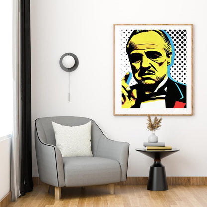 Pop Art Godfather Portrait Print - Iconic Mafia Movie Wall Decor - Social Canvas