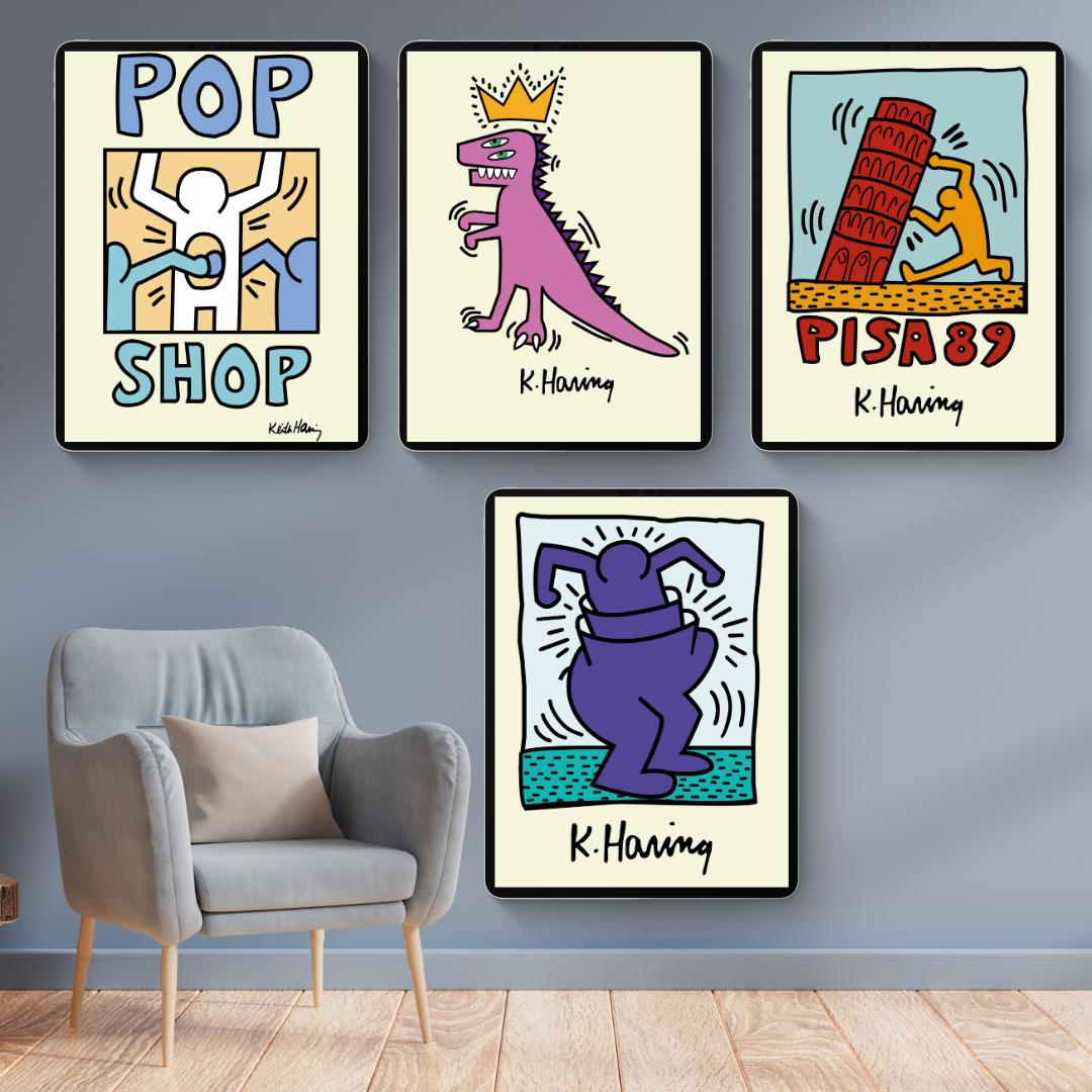 Keith Haring’s Iconic Inspired Print Collection (100 Unique Designs) - Retro Modern Wall Art - Social Canvas