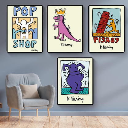 Keith Haring’s Iconic Inspired Print Collection (100 Unique Designs) - Retro Modern Wall Art - Social Canvas