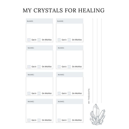Crystal Planner Canva Template | Printable Crystal Journal | Energy Healing and Crystal Log | Spiritual and Chakra Tracker - Social Canvas