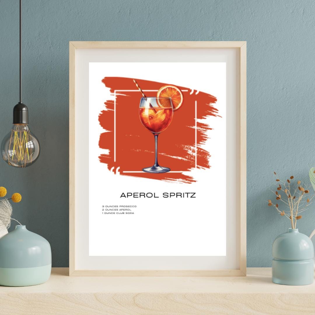 Aperol Spritz Recipe Art Print - Vibrant Cocktail Decor for Home Bars - Social Canvas