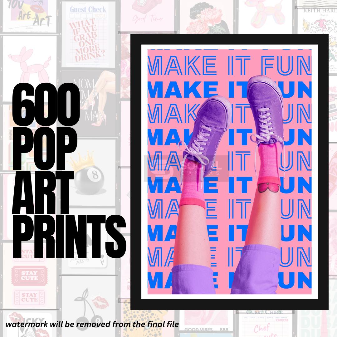 Make It Fun Pop Art Print Vibrant Pop Art Style | 600 Pop Art Prints Bundle - Social Canvas
