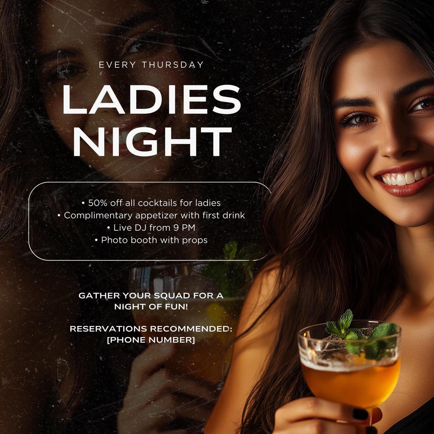 30 Bar Social Media Templates | Social Media Planner and Analytics Guide | Cocktail Menus, Happy Hour & Event Promotions - Social Canvas