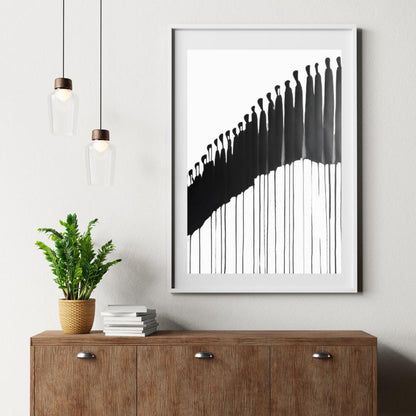 Abstract Drip Silhouette Art | Black and White Minimalist Ink Illustration | Modern Figurative Wall Decor for Stylish Interiors - Social Canvas