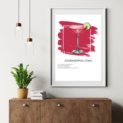 Cosmopolitan Recipe Art Print - Elegant Cocktail Wall Art for Home Bars - Social Canvas