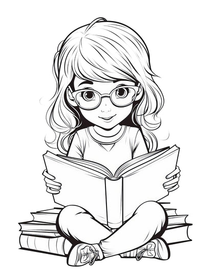 Bookstore Coloring Book | 26-Page Canva Template for Book Lovers & Creative Minds | Cozy Literary-Themed Coloring Pages | Digital Download - Social Canvas