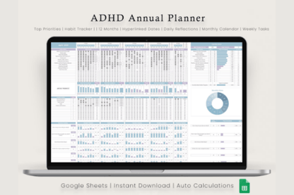 Digital ADHD Planner | Google Sheets Life Organizer for Focus & Productivity
