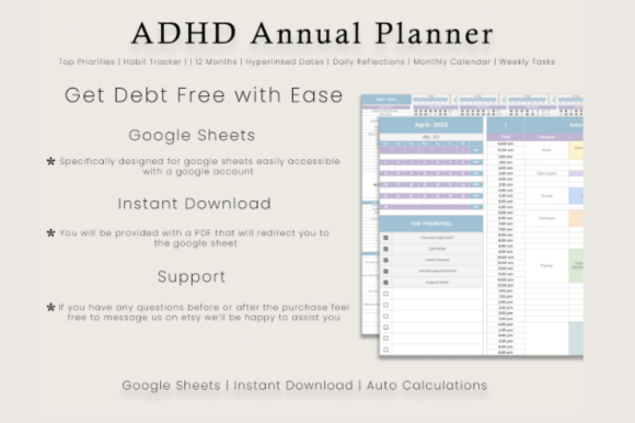 Digital ADHD Planner | Google Sheets Life Organizer for Focus & Productivity