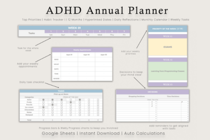 Digital ADHD Planner | Google Sheets Life Organizer for Focus & Productivity