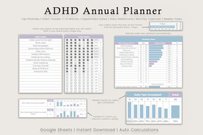 Digital ADHD Planner | Google Sheets Life Organizer for Focus & Productivity